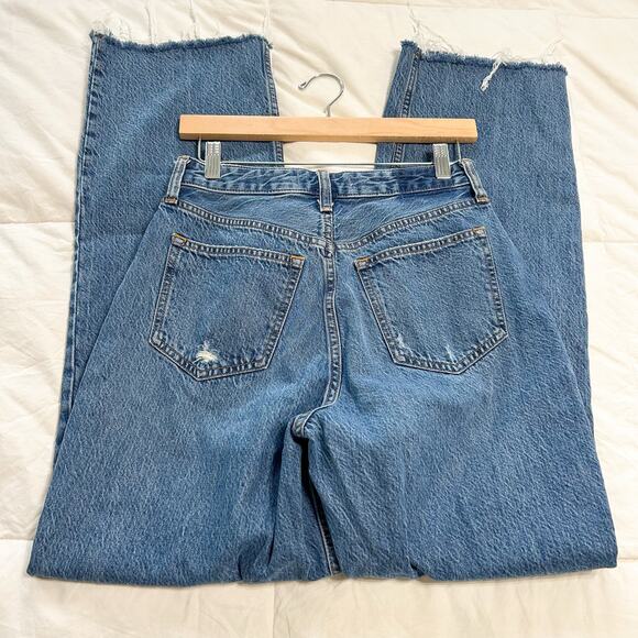 Abercrombie & Fitch The Loose High Rise Jeans Medium Wash Raw Hem 27/4L EUC - Picture 8 of 12